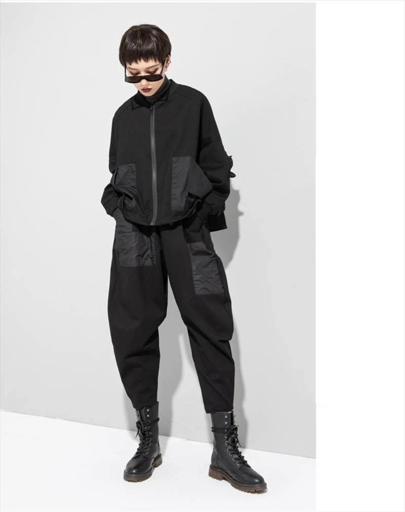 完売御礼アウター ジャケット ブルゾン レディース おしゃれ 大人可愛い ブラック モノトーン 長袖 マニッシュ ナイロン 大きめ オーバーサイズ カジュアル 大人かわいい こなれ感 インスタ映え ア