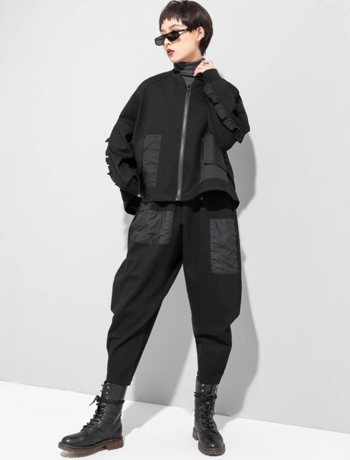 完売御礼アウター ジャケット ブルゾン レディース おしゃれ 大人可愛い ブラック モノトーン 長袖 マニッシュ ナイロン 大きめ オーバーサイズ カジュアル 大人かわいい こなれ感 インスタ映え ア