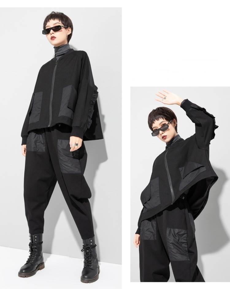 完売御礼アウター ジャケット ブルゾン レディース おしゃれ 大人可愛い ブラック モノトーン 長袖 マニッシュ ナイロン 大きめ オーバーサイズ カジュアル 大人かわいい こなれ感 インスタ映え ア