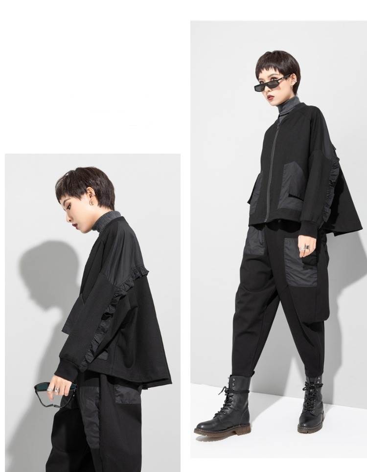 完売御礼アウター ジャケット ブルゾン レディース おしゃれ 大人可愛い ブラック モノトーン 長袖 マニッシュ ナイロン 大きめ オーバーサイズ カジュアル 大人かわいい こなれ感 インスタ映え ア