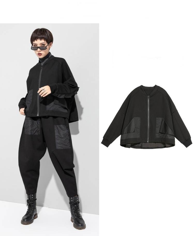 完売御礼アウター ジャケット ブルゾン レディース おしゃれ 大人可愛い ブラック モノトーン 長袖 マニッシュ ナイロン 大きめ オーバーサイズ カジュアル 大人かわいい こなれ感 インスタ映え ア