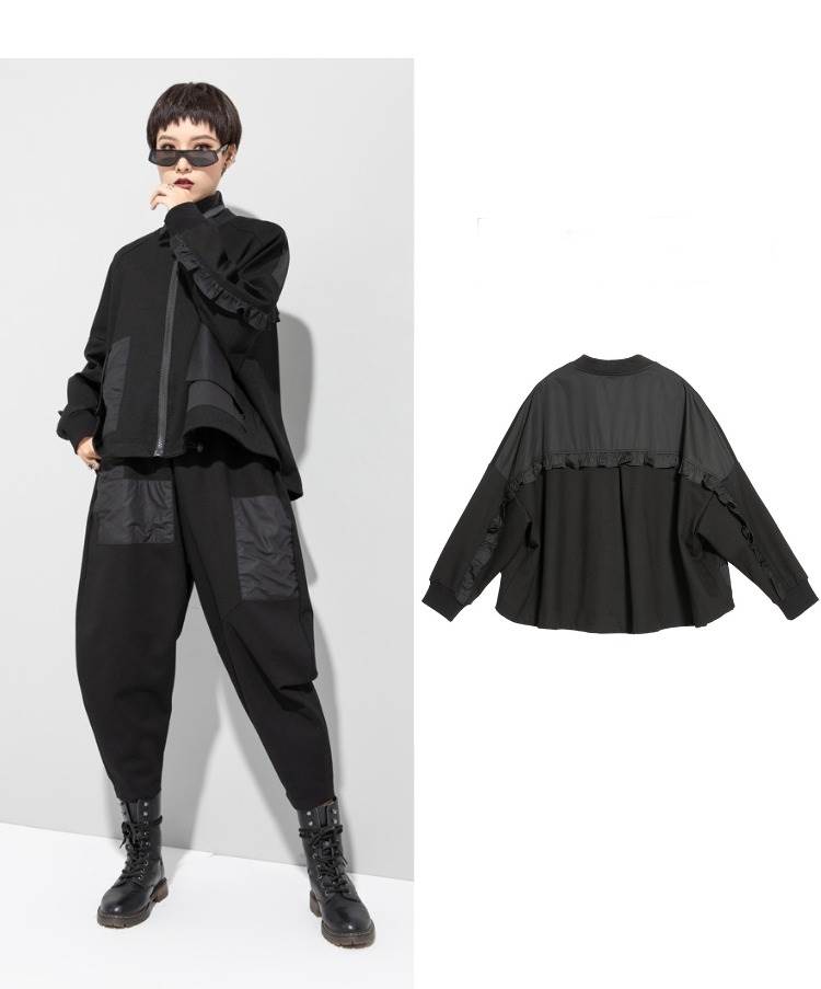 完売御礼アウター ジャケット ブルゾン レディース おしゃれ 大人可愛い ブラック モノトーン 長袖 マニッシュ ナイロン 大きめ オーバーサイズ カジュアル 大人かわいい こなれ感 インスタ映え ア