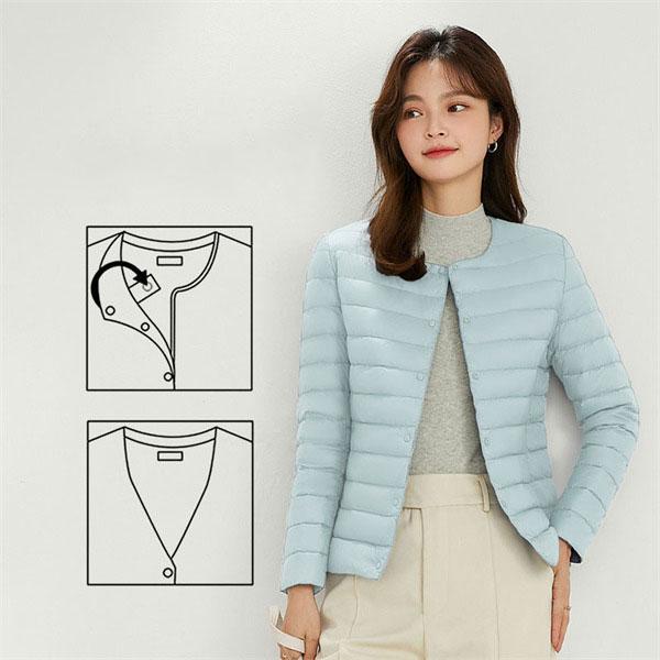 大人の魅力ノーカラーライトダウンダウンジャケットレディースブルゾン軽量ジャケット薄ショートおしゃれ秋冬防寒登山暖かい撥水無地 大人の魅力ノーカラーライトダウンダウンジャケットレディースブルゾン軽量ジャケット薄ショートおしゃれ秋冬防寒登山暖かい撥水無地