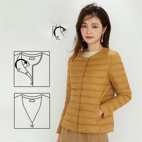 大人の魅力ノーカラーライトダウンダウンジャケットレディースブルゾン軽量ジャケット薄ショートおしゃれ秋冬防寒登山暖かい撥水無地 大人の魅力ノーカラーライトダウンダウンジャケットレディースブルゾン軽量ジャケット薄ショートおしゃれ秋冬防寒登山暖かい撥水無地