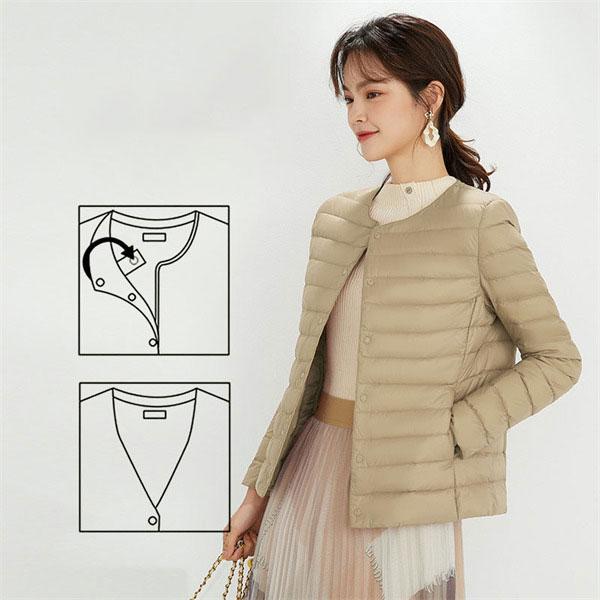 大人の魅力ノーカラーライトダウンダウンジャケットレディースブルゾン軽量ジャケット薄ショートおしゃれ秋冬防寒登山暖かい撥水無地 大人の魅力ノーカラーライトダウンダウンジャケットレディースブルゾン軽量ジャケット薄ショートおしゃれ秋冬防寒登山暖かい撥水無地