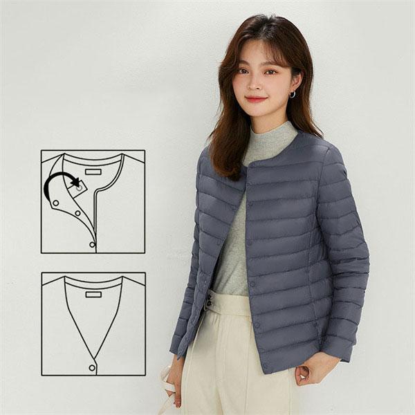大人の魅力ノーカラーライトダウンダウンジャケットレディースブルゾン軽量ジャケット薄ショートおしゃれ秋冬防寒登山暖かい撥水無地 大人の魅力ノーカラーライトダウンダウンジャケットレディースブルゾン軽量ジャケット薄ショートおしゃれ秋冬防寒登山暖かい撥水無地