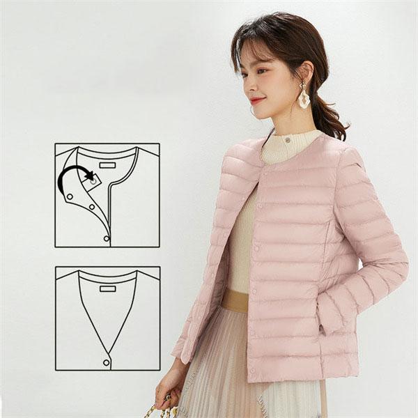 大人の魅力ノーカラーライトダウンダウンジャケットレディースブルゾン軽量ジャケット薄ショートおしゃれ秋冬防寒登山暖かい撥水無地 大人の魅力ノーカラーライトダウンダウンジャケットレディースブルゾン軽量ジャケット薄ショートおしゃれ秋冬防寒登山暖かい撥水無地