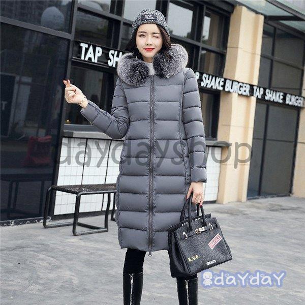 人気沸騰柄追加ダウンコートロング丈コートダウン中綿冬服ジャケットレディースフードファー付アウター暖かい防風防寒両面着れる軽量