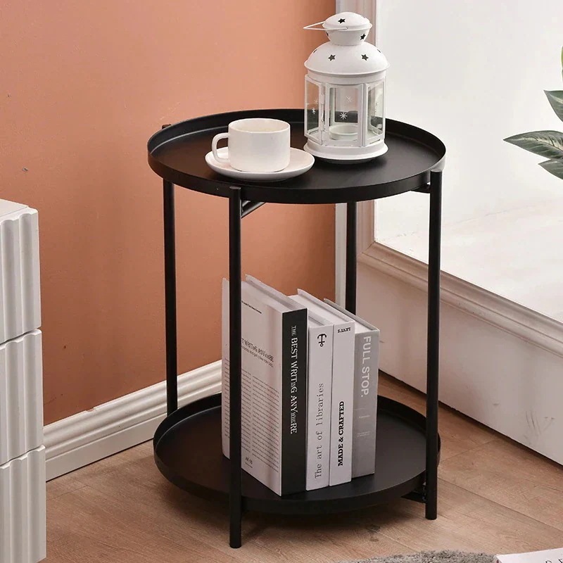 1つ買うと10個風 2段 トレイテーブル 鉄製 丸型 韓国インテリア