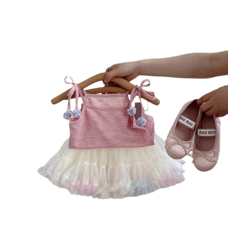 子供服24 夏用キャミソール ベビー 女の子 薄手スタイル スイートチュチュスカート 2点セット 子供服24 夏用キャミソール ベビー 女の子 薄手スタイル スイートチュチュスカート 2点セット
