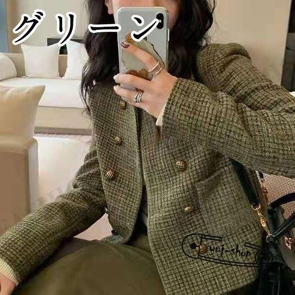 ノーカラージャケット レディース 40代 50代 秋 冬 秋冬 無地 ツイード 長袖 アウター