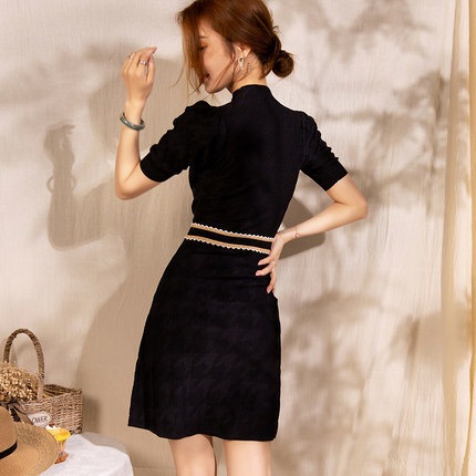 ワンピース レディース ニットワンピース S M L 韓国 膝丈 ひざ丈 半袖 千鳥格子 ニットワンピ Aライン フレア ハイウエスト 膝上 ポケット スタンドネック 着痩せ 細見え 上品 きれいめ ワンピース レディース ニットワンピース S M L 韓国 膝丈 ひざ丈 半袖 千鳥格子 ニットワンピ Aライン フレア ハイウエスト 膝上 ポケット スタンドネック 着痩せ 細見え 上品 きれいめ