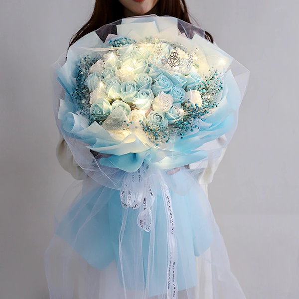 バラ　バラの花束　装飾　人工フラワー　造花　バレンタイン　母の日　　誕生日 大きな花束 バラ いっぱい 花束風 カラフル】特大ケーズ入り 紫
