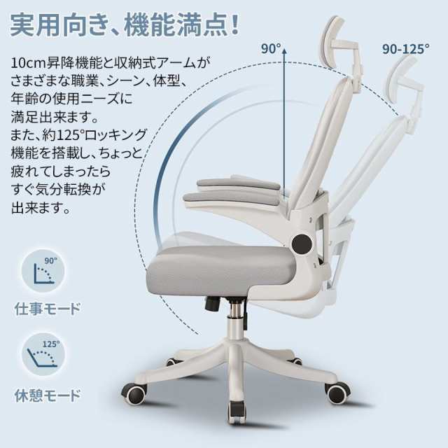 オフィスチェア ワークチェア デスクチェア 学習椅子 ハイバック パソコンチェア 座面昇降 360度回転 腰痛 在宅