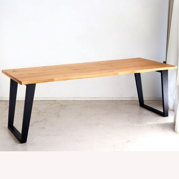 ヴィンテージ風 ダイニングテーブル 幅210cm 天板厚 ミーティング 会議 テーブル スチール脚