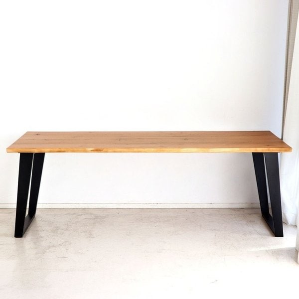 ヴィンテージ風 ダイニングテーブル 幅210cm 天板厚 ミーティング 会議 テーブル スチール脚