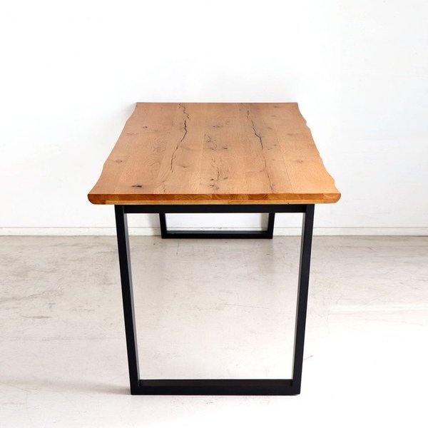 ヴィンテージ風 ダイニングテーブル 幅210cm 天板厚 ミーティング 会議 テーブル スチール脚