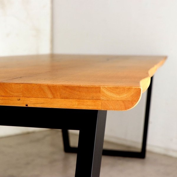 ヴィンテージ風 ダイニングテーブル 幅210cm 天板厚 ミーティング 会議 テーブル スチール脚