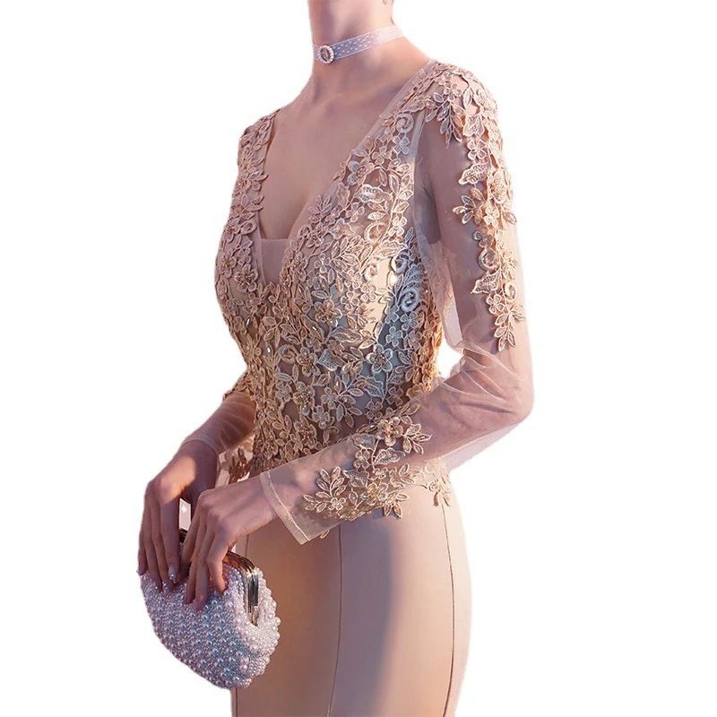 パーティードレス次総会ドレスフィッシュテールドレス2025しい長袖宴会イブニングドレス パーティードレス次総会ドレスフィッシュテールドレス2025しい長袖宴会イブニングドレス