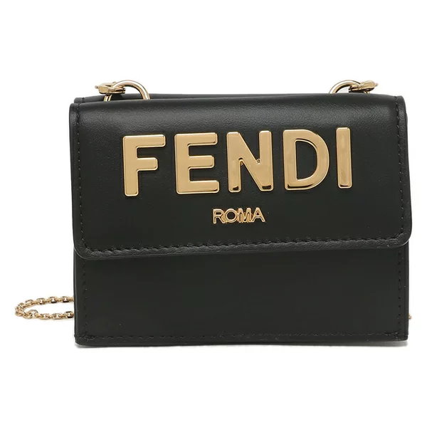 Qoo10] FENDI 三つ折り財布 ローマ ミニ財布 ブラック