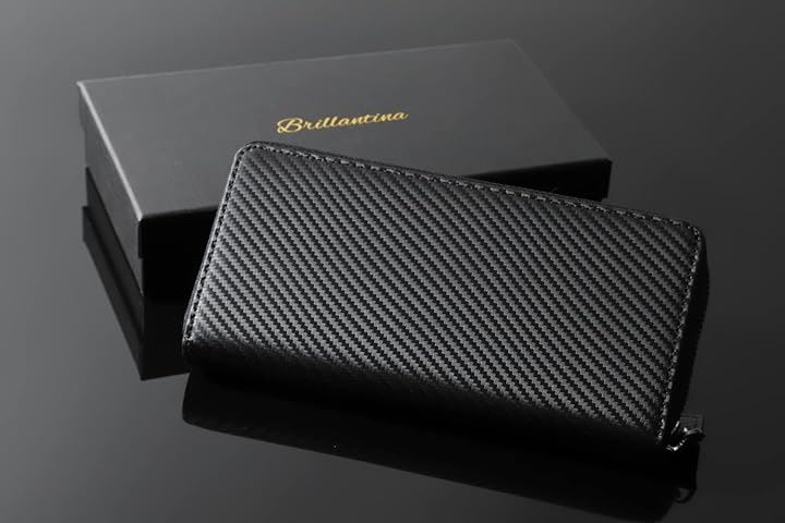 財布 メンズ 長財布 カーボンレザー スキミング防止 YKK製 ラウンドファスナー 大容量 小銭入れ付き(Black) 財布 メンズ 長財布 カーボンレザー スキミング防止 YKK製 ラウンドファスナー 大容量 小銭入れ付き(Black)