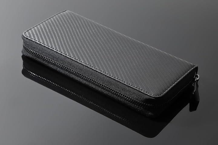 財布 メンズ 長財布 カーボンレザー スキミング防止 YKK製 ラウンドファスナー 大容量 小銭入れ付き(Black) 財布 メンズ 長財布 カーボンレザー スキミング防止 YKK製 ラウンドファスナー 大容量 小銭入れ付き(Black)