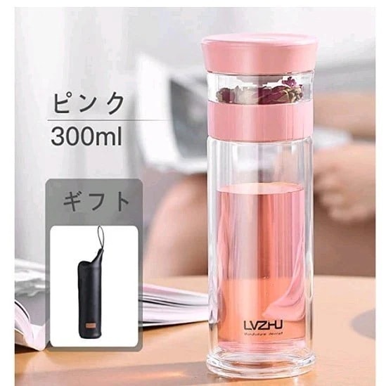 メガ割水筒 茶こし付き 耐熱ボトル 二重ガラス 分離式 漏れ防止 携帯用 通勤 男女兼用 贈り物_2