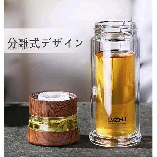 メガ割水筒 茶こし付き 耐熱ボトル 二重ガラス 分離式 漏れ防止 携帯用 通勤 男女兼用 贈り物_3