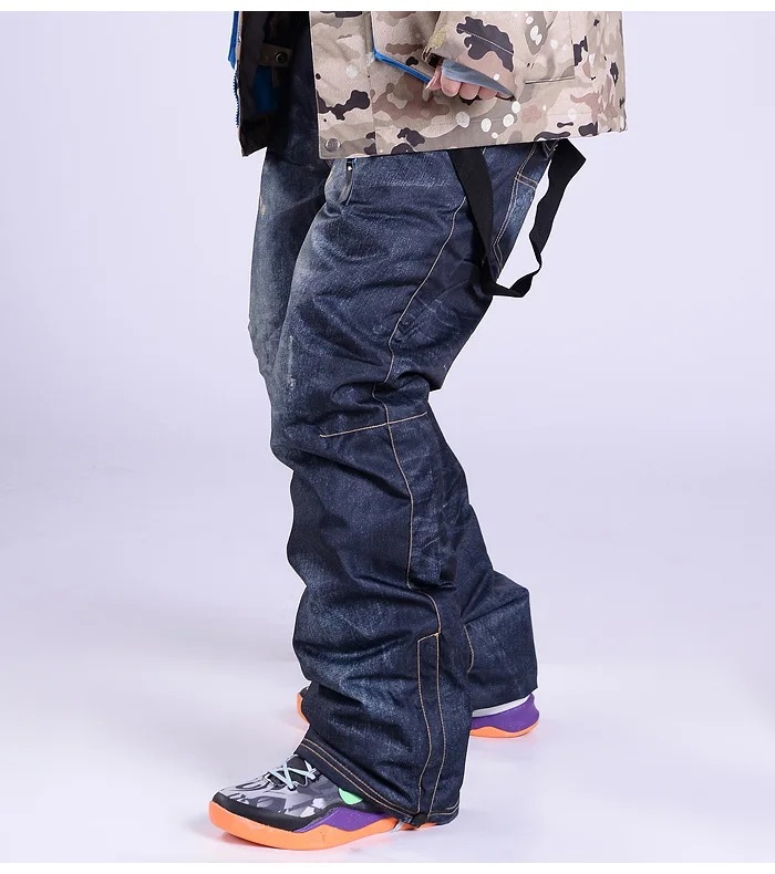 メンズ防風デニムスキーパンツサスペンダー暖かいスノーボードパンツスノーボードスタイル防水 メンズ防風デニムスキーパンツサスペンダー暖かいスノーボードパンツスノーボードスタイル防水
