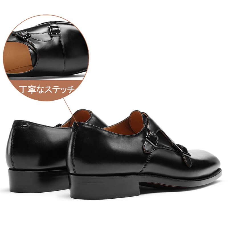 【サイズ交換無料】ビジネスシューズ メンズ革靴 モンクストラップ ダブルモンク ローファー フォーマル カジュアル 天然牛革 本革 ゴム底 木製底 通気性 結婚式 スーツ 24cm28.5cm 大き