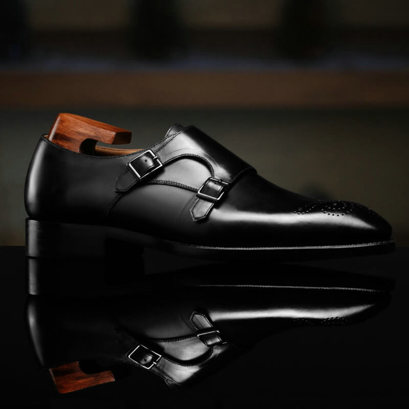 【サイズ交換無料】ビジネスシューズ メンズ革靴 モンクストラップ ダブルモンク ローファー フォーマル カジュアル 天然牛革 本革 ゴム底 木製底 通気性 結婚式 スーツ 24cm28.5cm 大き