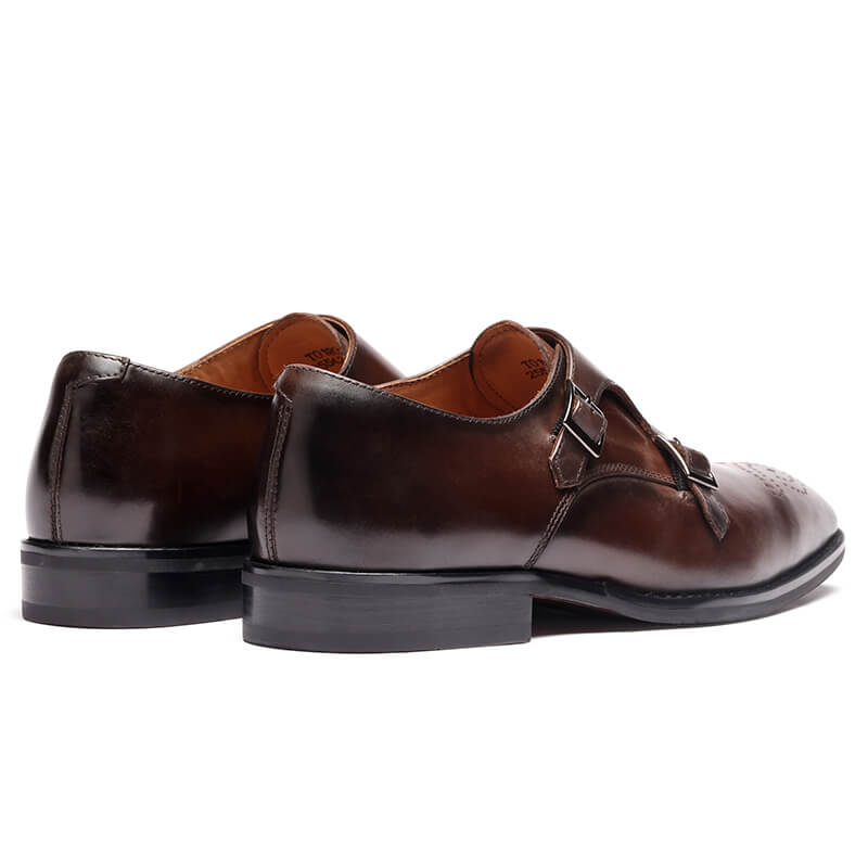 【サイズ交換無料】ビジネスシューズ メンズ革靴 モンクストラップ ダブルモンク ローファー フォーマル カジュアル 天然牛革 本革 ゴム底 木製底 通気性 結婚式 スーツ 24cm28.5cm 大き