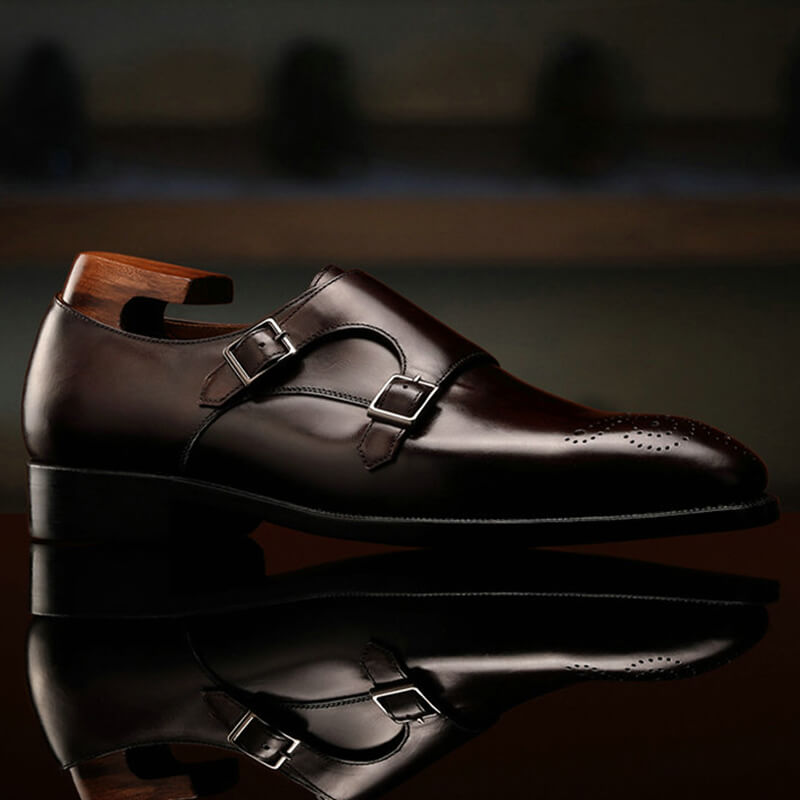 【サイズ交換無料】ビジネスシューズ メンズ革靴 モンクストラップ ダブルモンク ローファー フォーマル カジュアル 天然牛革 本革 ゴム底 木製底 通気性 結婚式 スーツ 24cm28.5cm 大き
