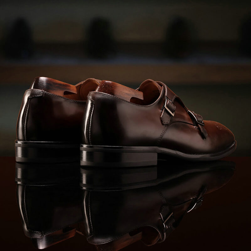 【サイズ交換無料】ビジネスシューズ メンズ革靴 モンクストラップ ダブルモンク ローファー フォーマル カジュアル 天然牛革 本革 ゴム底 木製底 通気性 結婚式 スーツ 24cm28.5cm 大き