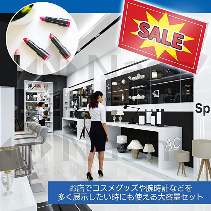 送料無料カード決済可能 ポップ スタンド L字 30枚 セット 6x4cm 横置き カード 立て 値札 アクリル プライス