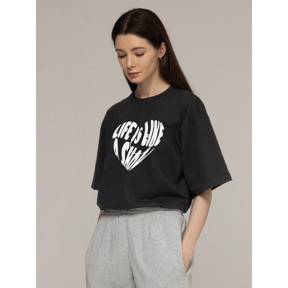 グレイバービッグライフロゴハートスマイル半袖Tシャツ 5COLOR