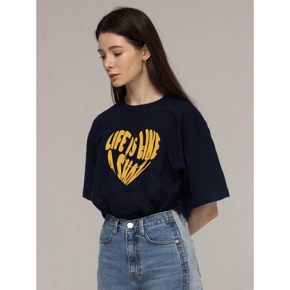 グレイバービッグライフロゴハートスマイル半袖Tシャツ 5COLOR