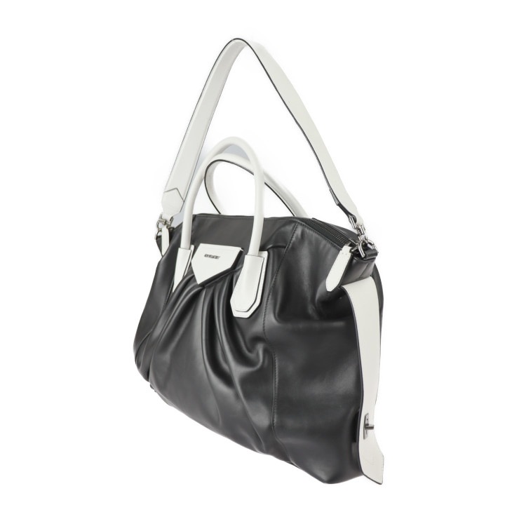 美品 GIVENCHY ジバンシィ ハンドバッグ アンティゴナ ソフト ミディアム レザー ブラック ホワイト シルバー金具 2WAY ショルダーバッグ トートバッグ 本物保証 中古 美品 GIVENCHY ジバンシィ ハンドバッグ アンティゴナ ソフト ミディアム レザー ブラック ホワイト シルバー金具 2WAY ショルダーバッグ トートバッグ 本物保証 中古