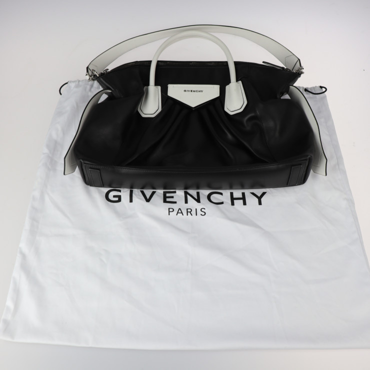 美品 GIVENCHY ジバンシィ ハンドバッグ アンティゴナ ソフト ミディアム レザー ブラック ホワイト シルバー金具 2WAY ショルダーバッグ トートバッグ 本物保証 中古 美品 GIVENCHY ジバンシィ ハンドバッグ アンティゴナ ソフト ミディアム レザー ブラック ホワイト シルバー金具 2WAY ショルダーバッグ トートバッグ 本物保証 中古