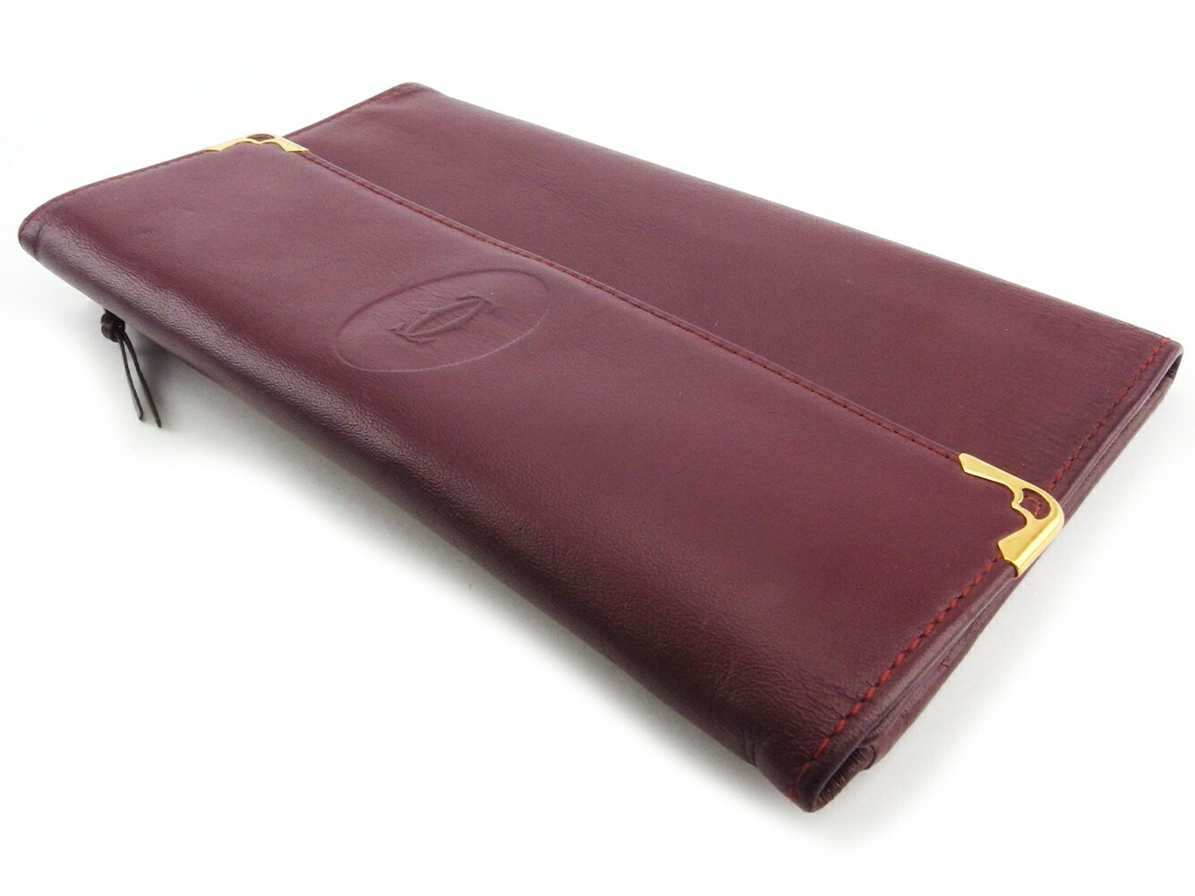 長財布 ファスナー付き 財布 マストライン レディース メンズ ボルドー ゴールド 中古