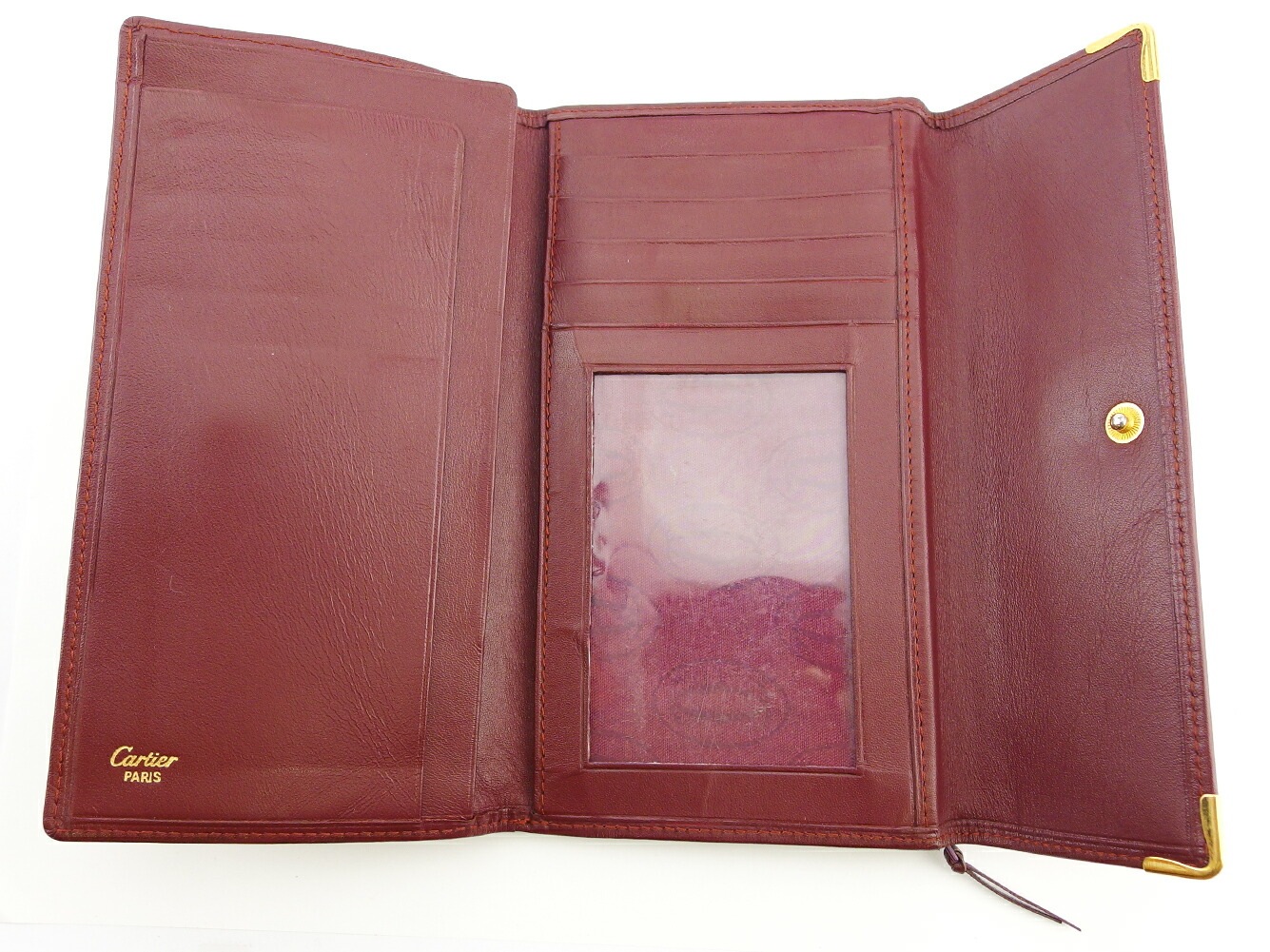 長財布 ファスナー付き 財布 マストライン レディース メンズ ボルドー ゴールド 中古