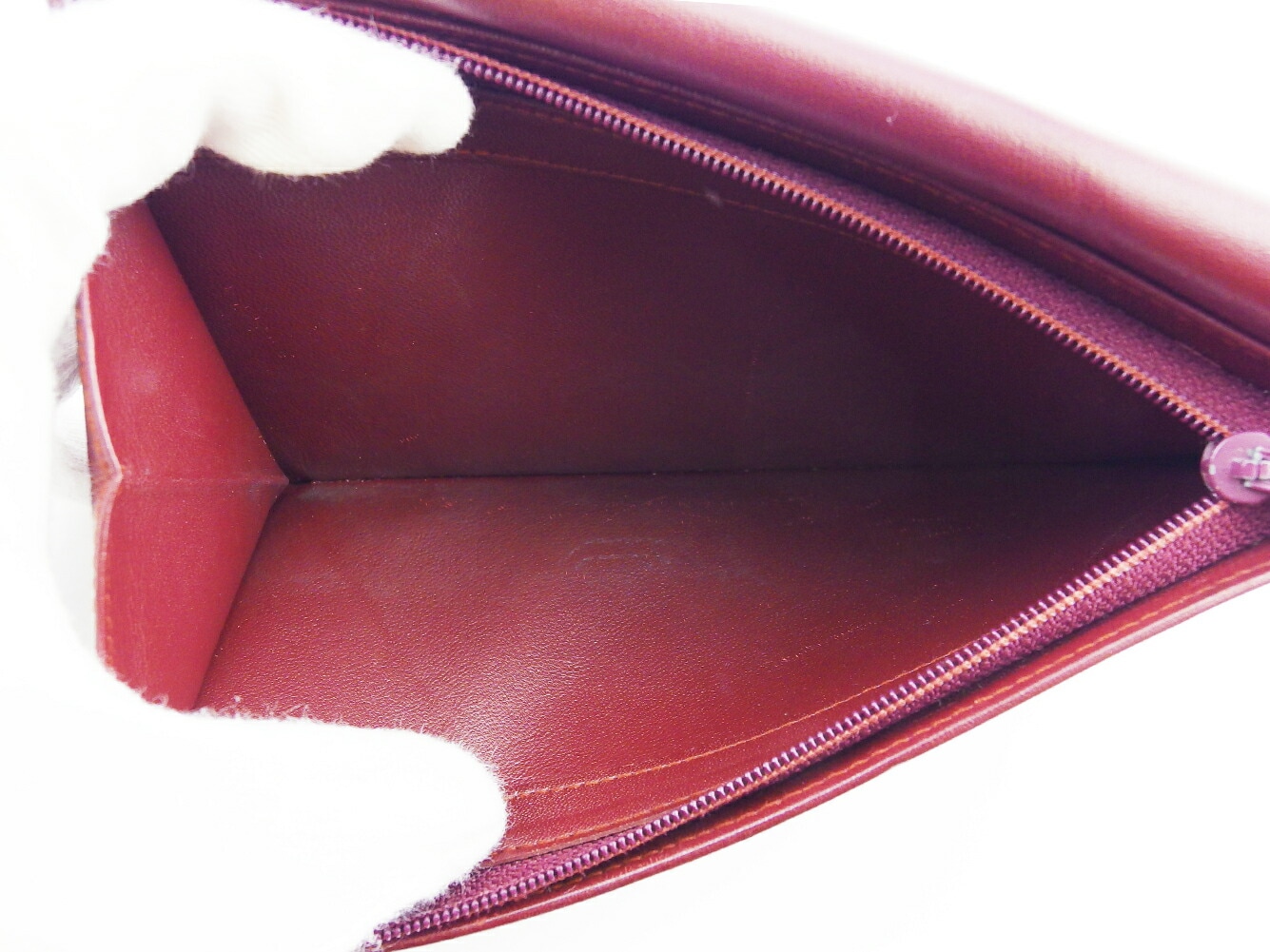 長財布 ファスナー付き 財布 マストライン レディース メンズ ボルドー ゴールド 中古