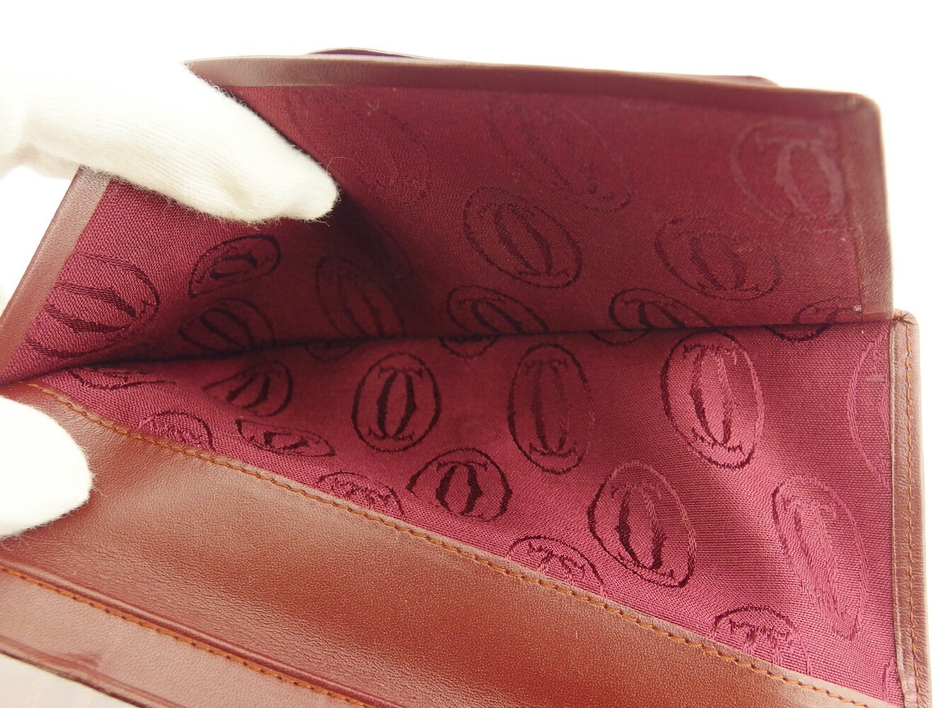 長財布 ファスナー付き 財布 マストライン レディース メンズ ボルドー ゴールド 中古