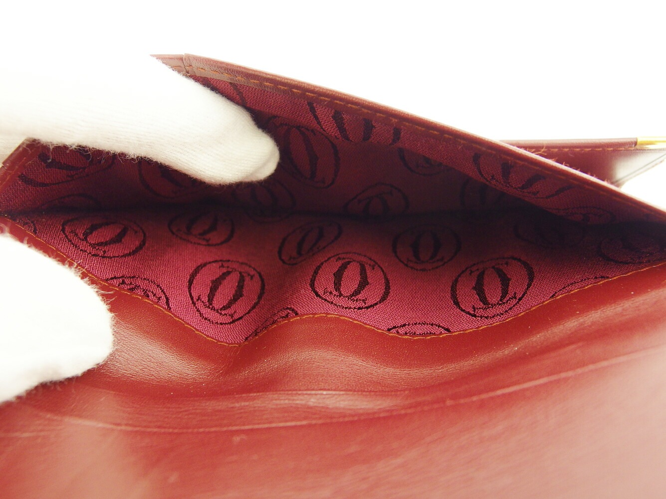 長財布 ファスナー付き 財布 マストライン レディース メンズ ボルドー ゴールド 中古