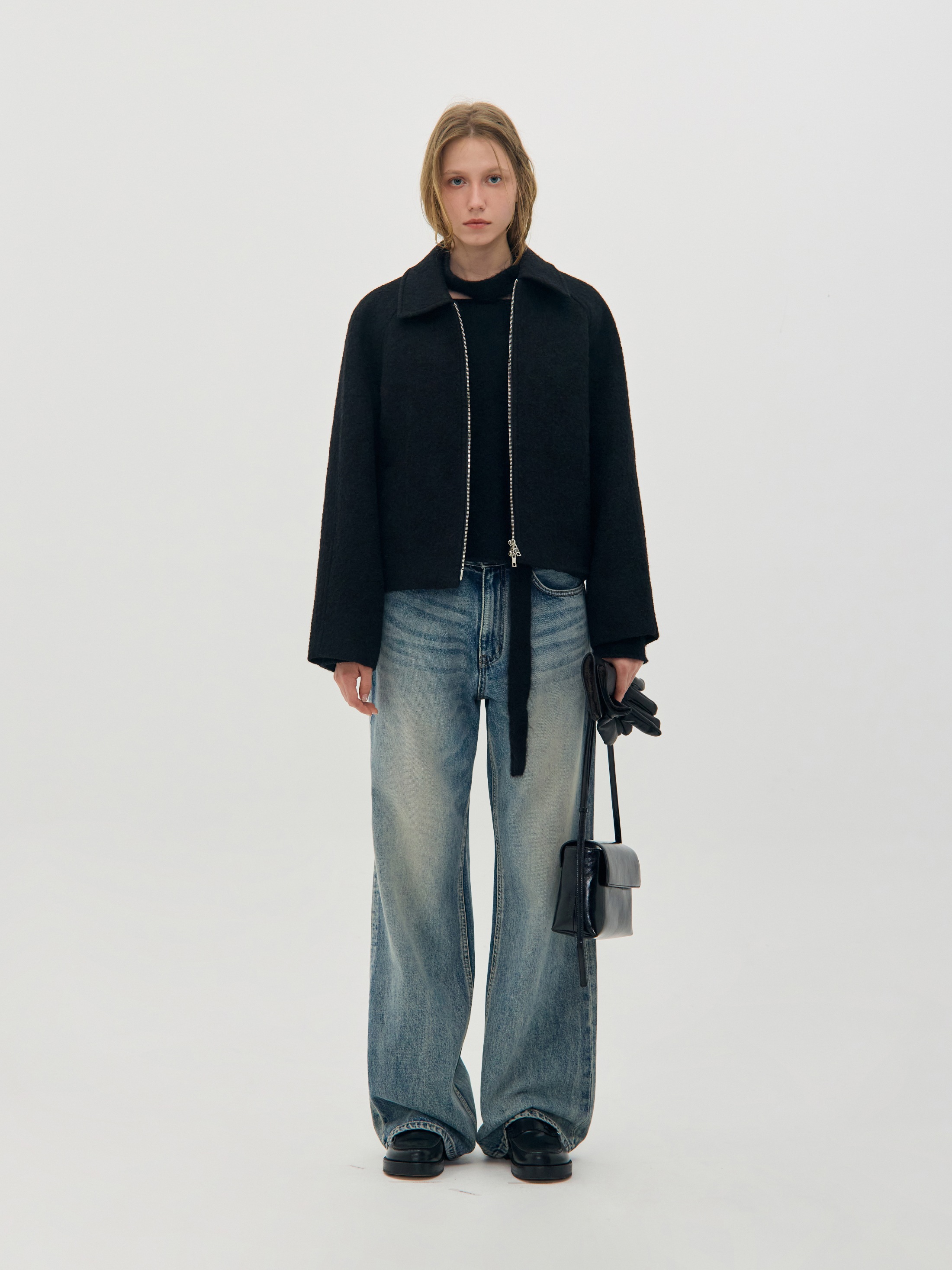 LOW CLASSIC】 ALPACA WOOL ZIP-UP JACKET : BLACK その他 アウター