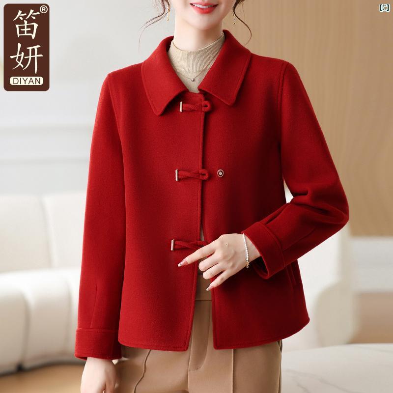 小柄 母 秋 ウール ジャケット レディース 春 高貴 トップ 小柄 母 秋 ウール ジャケット レディース 春 高貴 トップ