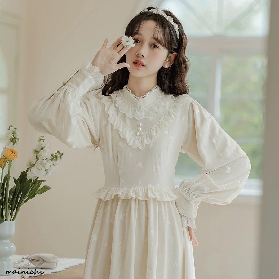 チャイナ風 ワンピース レディース チャイナ チャイナドレス チャイナボタン チャイナ服 中国風 衣装 長袖 赤 レッド 漢服 秋 大きい