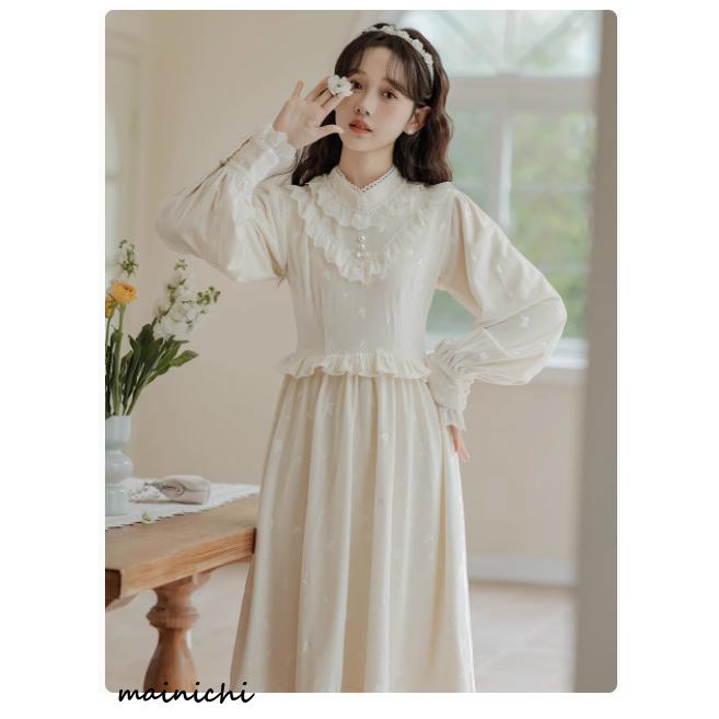 チャイナ風 ワンピース レディース チャイナ チャイナドレス チャイナボタン チャイナ服 中国風 衣装 長袖 赤 レッド 漢服 秋 大きい