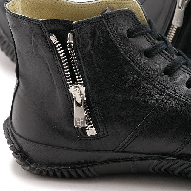 スピングル スニーカー ハイカット [SP443-05] SP-443 メンズ・レディース 日本製 カンガルーレザー サイドジップ Black ブラック 正規取扱店