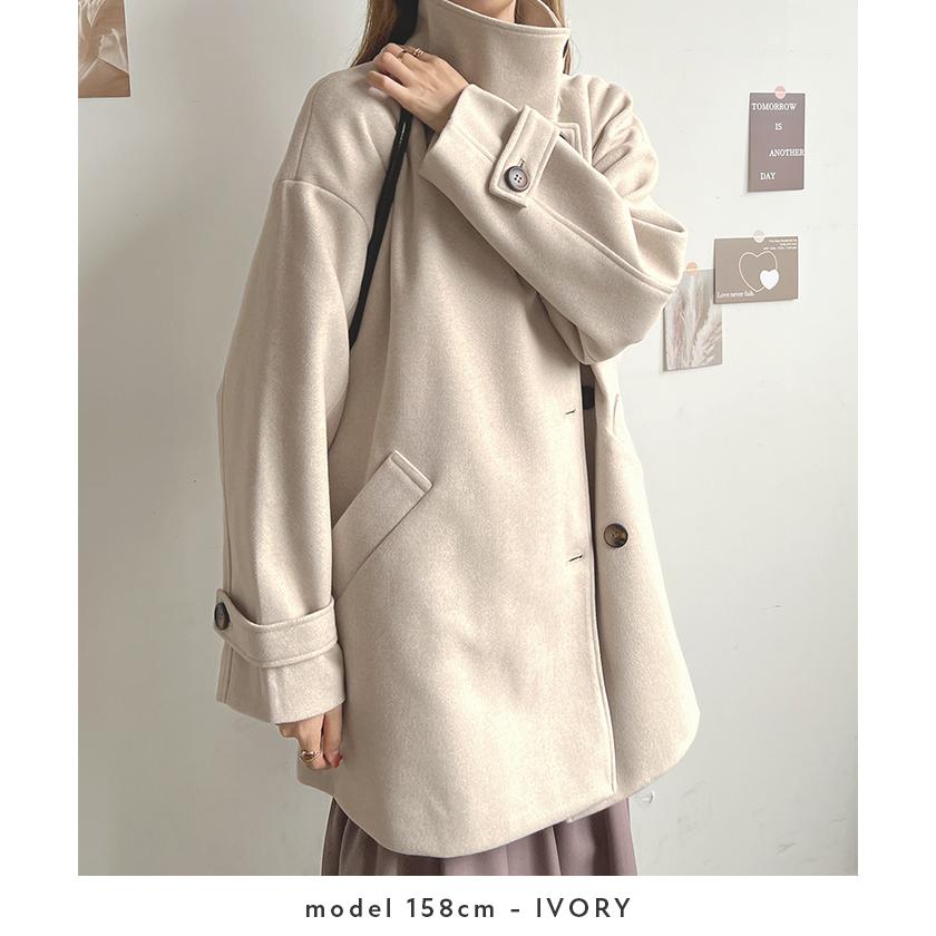 アウター ステンカラー ミドル コート レディース ミドルコート 袖ベルト オフィスカジュアル カジュアル / スタンドカラーミドルコート アウター ステンカラー ミドル コート レディース ミドルコート 袖ベルト オフィスカジュアル カジュアル / スタンドカラーミドルコート